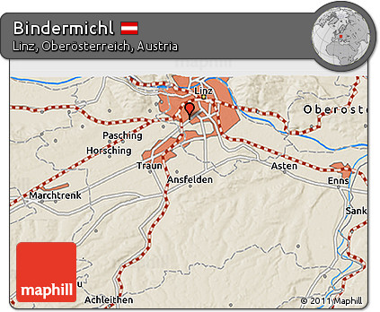 Shaded Relief 3D Map of Bindermichl