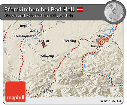 Shaded Relief 3D Map of Pfarrkirchen Bei Bad Hall