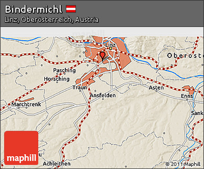 Shaded Relief 3D Map of Bindermichl
