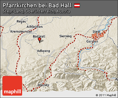 Shaded Relief 3D Map of Pfarrkirchen Bei Bad Hall