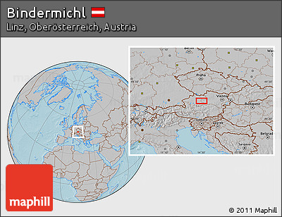 Gray Location Map of Bindermichl, hill shading