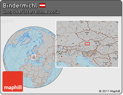 Gray Location Map of Bindermichl, hill shading
