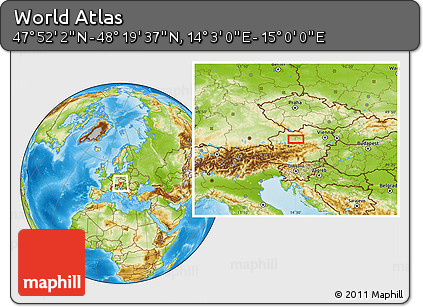 Physical Location Map of the Area around 48° 5' 50" N, 14° 31' 30" E