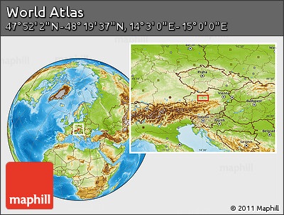 Physical Location Map of the Area around 48° 5' 50" N, 14° 31' 30" E