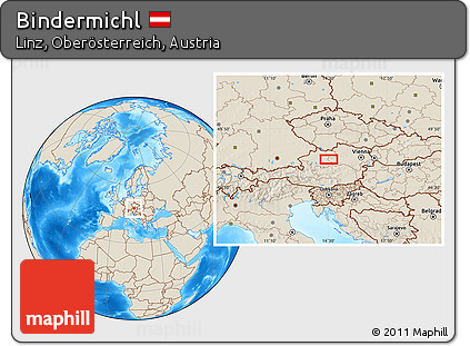 Shaded Relief Location Map of Bindermichl