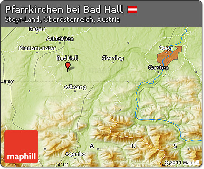 Physical Map of Pfarrkirchen Bei Bad Hall