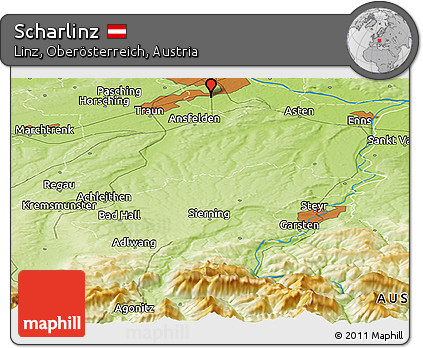 Physical Panoramic Map of Scharlinz