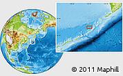 Physical Location Map of the area around 48° 5' 50" N, 152° 13' 29" E