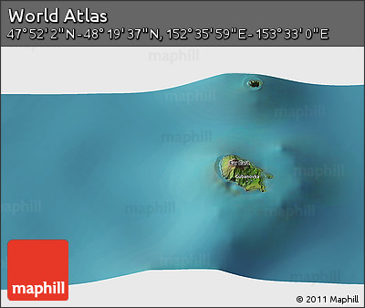 Satellite 3D Map of the Area around 48° 5' 50" N, 153° 4' 29" E