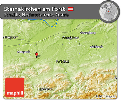 Physical 3D Map of Steinakirchen Am Forst