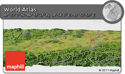 Satellite Panoramic Map of the Area around 48° 5' 50" N, 15° 22' 30" E