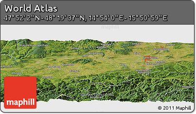 Satellite Panoramic Map of the Area around 48° 5' 50" N, 15° 22' 30" E