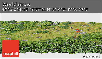 Satellite Panoramic Map of the Area around 48° 5' 50" N, 15° 22' 30" E