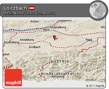 Shaded Relief Panoramic Map of Loitzbach