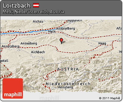Shaded Relief Panoramic Map of Loitzbach