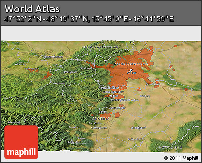 Satellite 3D Map of the Area around 48° 5' 50" N, 16° 13' 30" E