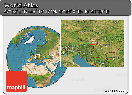 Satellite Location Map of the Area around 48° 5' 50" N, 16° 13' 30" E