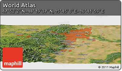 Satellite Panoramic Map of the Area around 48° 5' 50" N, 16° 13' 30" E