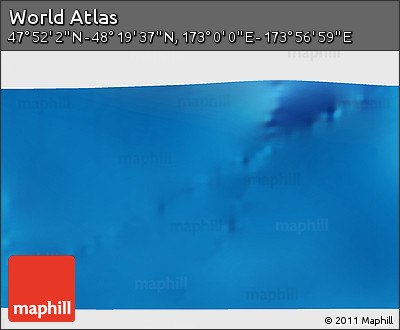 Physical 3D Map of the Area around 48° 5' 50" N, 173° 28' 29" E