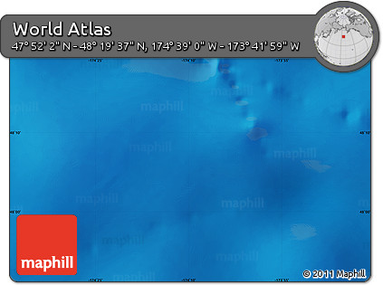 Shaded Relief Map of the Area around 48° 5' 50" N, 174° 10' 30" W