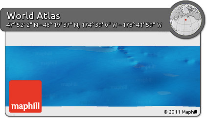 Shaded Relief Panoramic Map of the Area around 48° 5' 50" N, 174° 10' 30" W