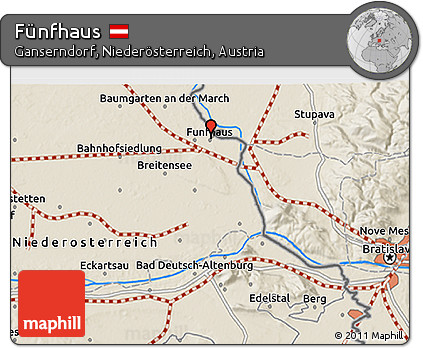 Shaded Relief 3D Map of Fünfhaus