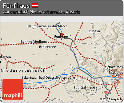 Shaded Relief 3D Map of Fünfhaus