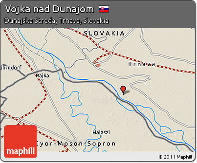 Shaded Relief 3D Map of Vojka Nad Dunajom