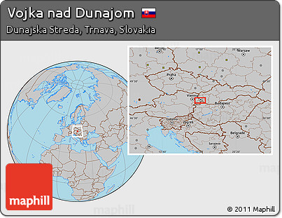 Gray Location Map of Vojka Nad Dunajom