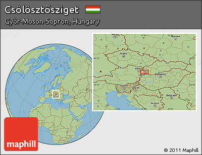 Savanna Style Location Map of Csölösztősziget