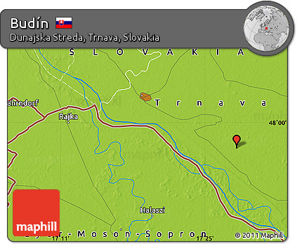 Physical Map of Budín