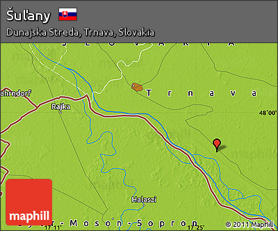 Physical Map of Šuľany