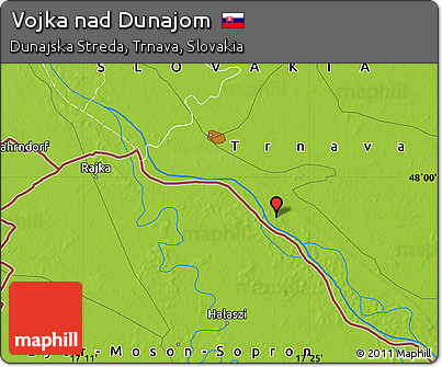 Physical Map of Vojka Nad Dunajom