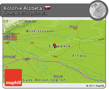 Physical Panoramic Map of Kolonie Alžbeta