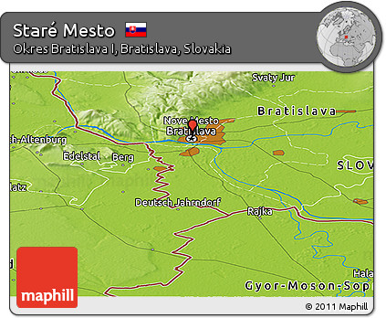 Physical Panoramic Map of Staré Mesto