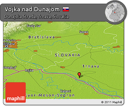 Physical Panoramic Map of Vojka Nad Dunajom