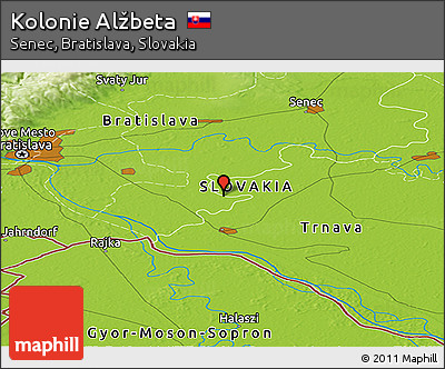 Physical Panoramic Map of Kolonie Alžbeta