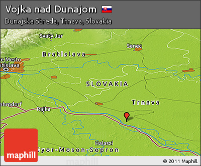Physical Panoramic Map of Vojka Nad Dunajom