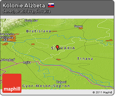Physical Panoramic Map of Kolonie Alžbeta
