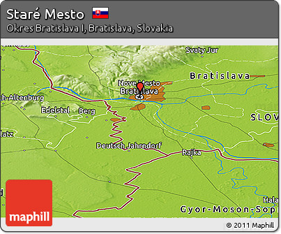 Physical Panoramic Map of Staré Mesto