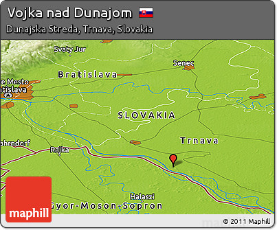 Physical Panoramic Map of Vojka Nad Dunajom