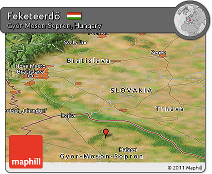 Satellite Panoramic Map of Feketeerdő