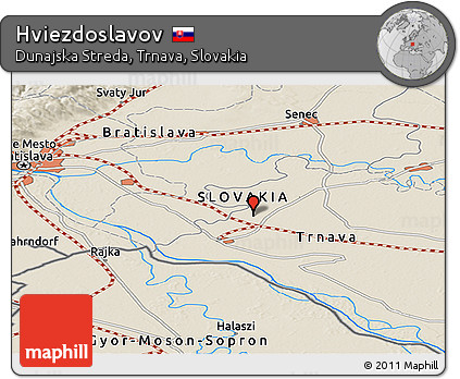 Shaded Relief Panoramic Map of Hviezdoslavov