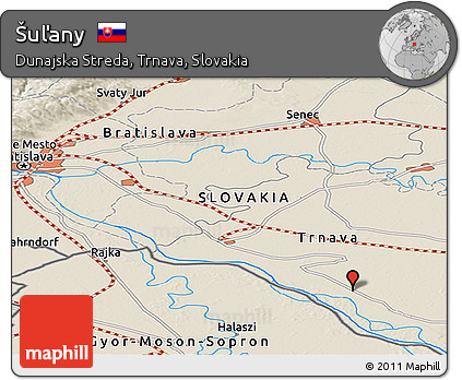 Shaded Relief Panoramic Map of Šuľany