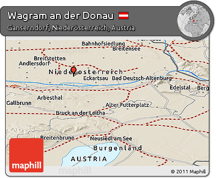 Shaded Relief Panoramic Map of Wagram An Der Donau