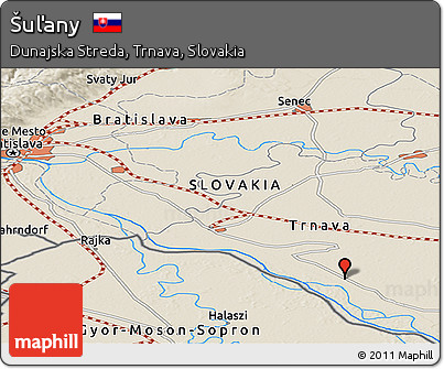 Shaded Relief Panoramic Map of Šuľany