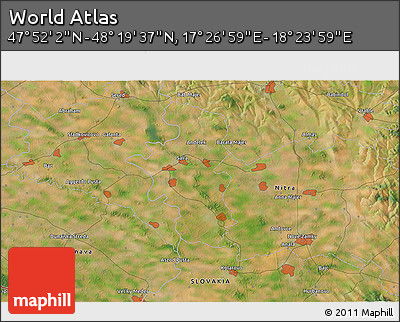 Satellite 3D Map of the Area around 48° 5' 50" N, 17° 55' 29" E
