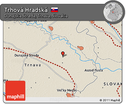 Shaded Relief 3D Map of Trhová Hradská