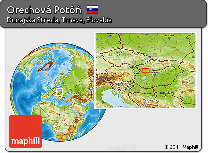 Physical Location Map of Orechová Potôň