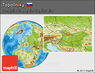 Physical Location Map of Topoľníky